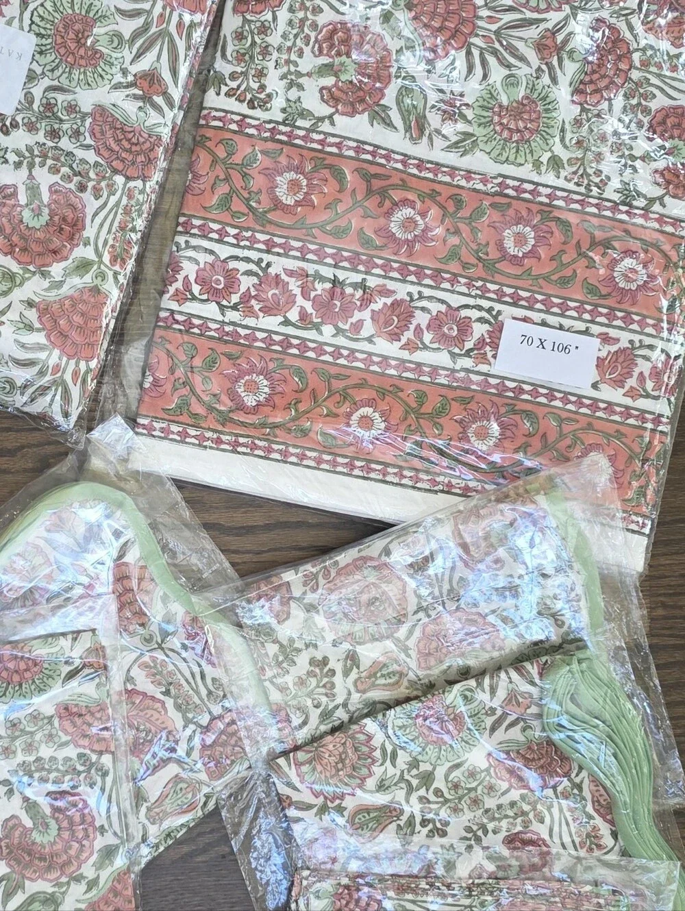 Ridhi by Raniwala Hand Block Print Cotton Tablecloth + Napkin Sets – Floral